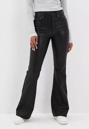American Eagle Pants Womens 8 Black Vegan Leather Super Hi Rise Flare Stretch