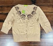 NWT - Sigrid Olsen Silk & Cashmere Blend Embellished Cardigan - Size M