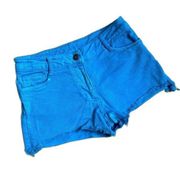 Paris Bold Blue Cropped Jeans Shorts Size 36