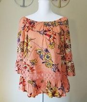 Unique Spectrum Orange Floral Lace Cut Out Med NWT