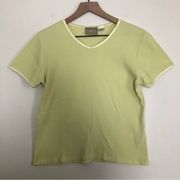 VINTAGE! Y2K LIZ CLAIBORNE Lizwear Ribbed V-Neck Short Sleeve Tee T-Shirt Top