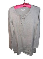 Style & Co. oatmeal long sleeved tie front tunic sweater medium