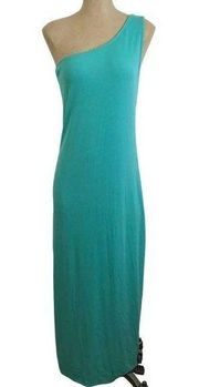 Free People Beach SZ L Teal Maxi One Shoulder Dress with Back Cutout NWT