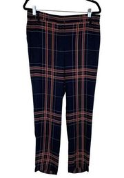 The Limited Lightweight Navy Plaid Print Trouser Pants Size M New