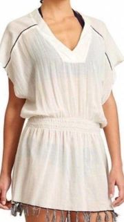 Athleta Bright Side Tasseled Swim Cover Up Dove White Size Medium