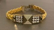 Lia Sophia  “Confidant” Yellow Braided Leather Matte Gold Wrap Bracelet NEW