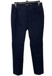 LAFAYETTE 148 New York Navy Blue Thompson Embossed Pattern Pants Trousers Size 2