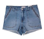 Knox Rose Denim Mid Rise Embroidered Cutoff Shorts Size 8 NWT