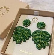 Beaded Palm Leaf Earrings