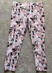 Mid-Length Pink Floral Leggings