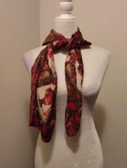 Vtg Laura Ashley Silk Christmas Scarf