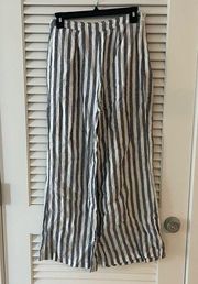 OLIVACEOUS Striped Linen High Rise Crop Pants