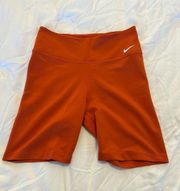 Orange  Dri Fit Biker Shorts
