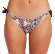 Chaser NWT  Pineapple Print Side Tie Bikini Bottom Sz M Pink Black Cheeky