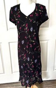 Donna Ricco black short sleeved long  floral dress