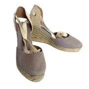 Soludos Marseille Wedge Ankle Tie Beige Neutral Linen Spain