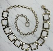 Soho Design Chunky Square Gold Tone Chain Link Belt OS One Size Made in Italy