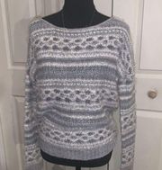 Sweater metallic grey soft scoop back small petite