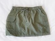 Olive Green Parachute Cargo Skirt