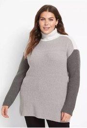 Lane Bryant Gray Colorblock Turtleneck Long Sleeve Sweater Sz.18/20 NWT