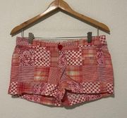 Arizona Jean Co. Juniors Size 7 Quilted Patched Red Pink Cotton Summer Shorts