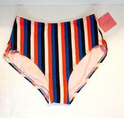 Kate Spade Bikini Bottoms Multicolored Stripes High Waist Bottoms Sz S NWT