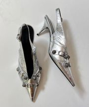 Balenciaga Cagole Sling Pump in Silver