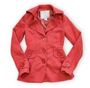 Orange Peacoat Jacket, Women's Small