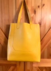 Saks Fifth Avenue Large Yellow ,Poly Vinyl Tote Shoulder Bag. 