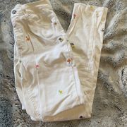 Mushroom Embroidered White Jeans Size 0