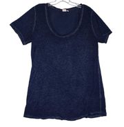 Make & Model Women's Large Navy Blue Burnout Scoop Neck Short Sleeve Shirt