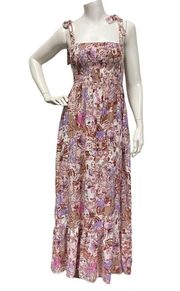 No Comment Women’s floral smocked tie shoulder midi dress small