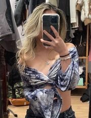 Francesca’s blue tie dye crop top XS