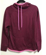 Women Reebok Cowl Neck Hoodie Pullover Long Sleeve Kangaroo Pocket Pull String L