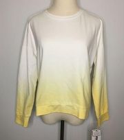 Women’s White Yellow Ombré Dip Dye Sweatshirt Small NWT Athletic