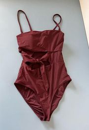 Aerie womens maroon one piece bathing suit size S cut out