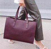 NWT Rachel Zoe Arialith Bordo Large Tote Bag Burgundy Faux Vegan Leather Open