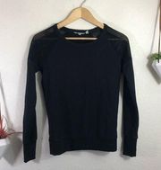 black fishnet mesh pullover sweater
