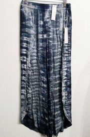 NWT YOUNG FABULOUS & BROKE Boho Blue Tie Dye Vacation Wide Leg Pants Size Small