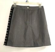 Seek the Label Gray Faux Leather Hook Eye Skirt S