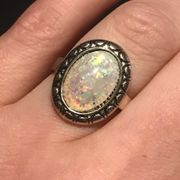 New Scalloped Edge Oval Opal Ring Sz 8
