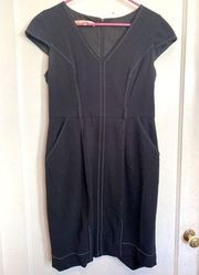 Vintage Evan Picone Black Dress 10P with Pockets and Belt loops!