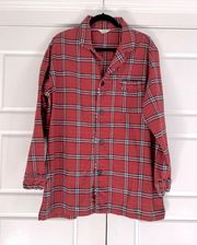 Garnet Hill Flannel Plaid Sleep Shirt, Large