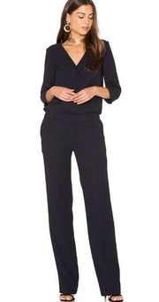 ba&sh Allure Wrap Front Marine Navy Blue Jumpsuit Size 1 / US Small