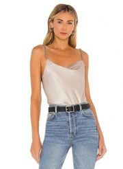 Cami NYC The Irina Silk Satin Chain Strap Camisole in Dove