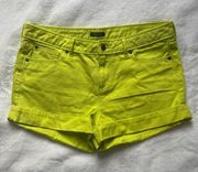 I Heart Ronson Women's Lime Neon Green Denim Jean Shorts Size 6