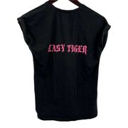 Joseph Ekstrom for NA-KD Easy Tiger Back Print Black Tee Shirt Size XS