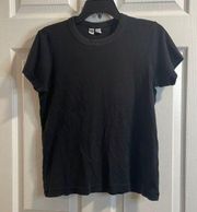 Uniqlo U Black, crewneck basic minimalist, short sleeve blouse, shirt, top Tee