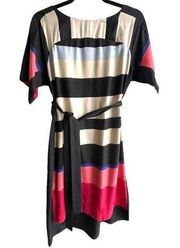 Ann Taylor Y2K DRESS Colorblock Tie Belt Women's Size XS Hi Lo Pullover Striped