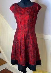 Signature by Robbie Bee A Line Dress, red metallic and black, size large